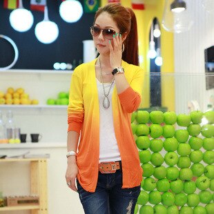 Slim Candy Bicolor Crochet Knit Top Thin Blouse Long Size Lace Cardigan Sweater Coat - ebowsos