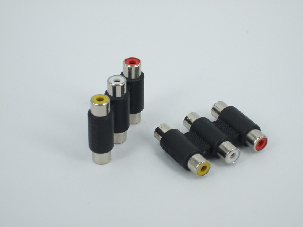 3 colour gold plating RCA Female to Female  RCA Extension cable connector For VCD DVD HDTV - ebowsos