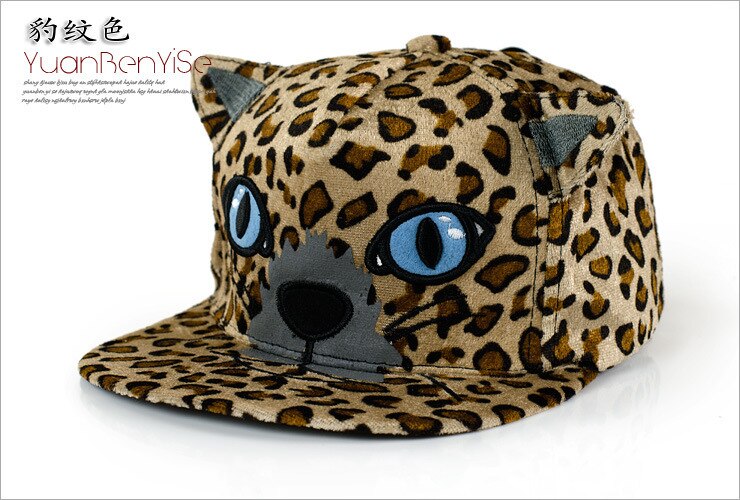 Brand New Wholesale Cheap Summer Casual Hat Cute Cat Sports Caps Snapback Women Baseball Caps Free Size Black leopard - ebowsos