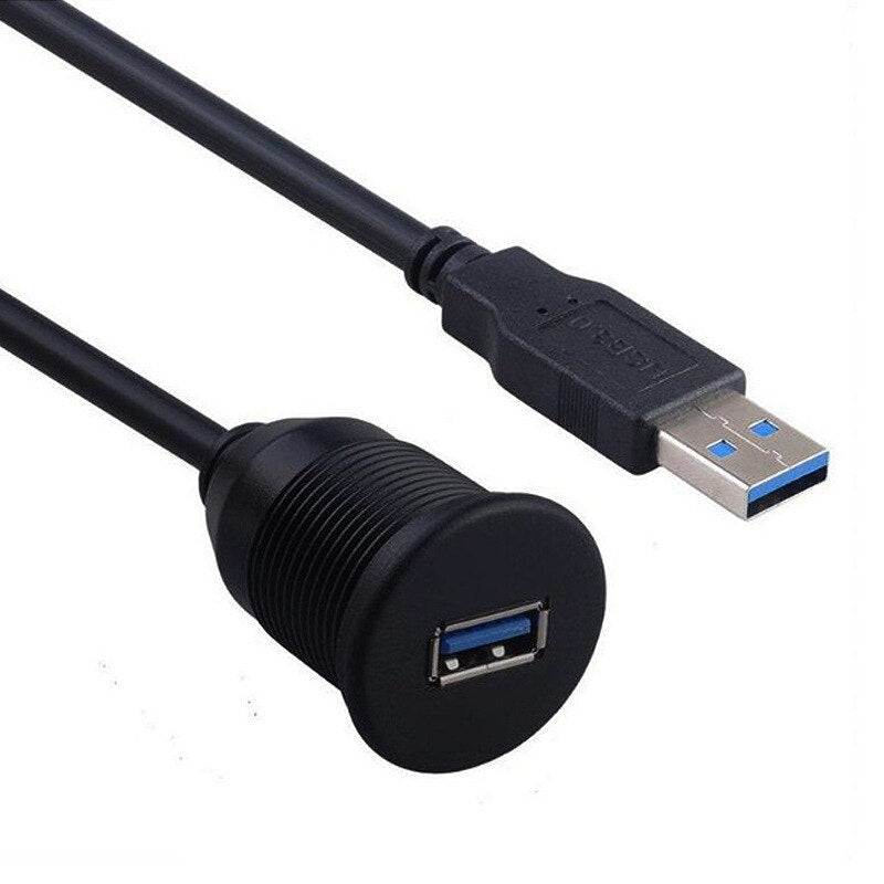 USB 3.0 Male to USB 3.0 Female AUX Flush Mount Car Mount Extension Cable for Car Truck Boat Motorcycle Dashboard Panel - ebowsos