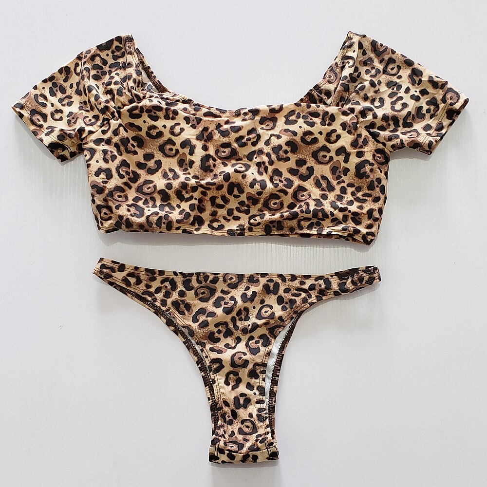 Lycra Beach Bath Bikini Women Swimsuit 2019 Female Tank Top Swimwear Leopard Print Micro Thong Sexy String Brazilian Bikini - ebowsos