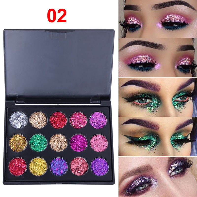 15 Color Eye Shadow Palette Masonry Shinning 3D Charming Glitter Eyeshadow Makeup Palette Make Up palette Cosmetics Beauty Tool - ebowsos