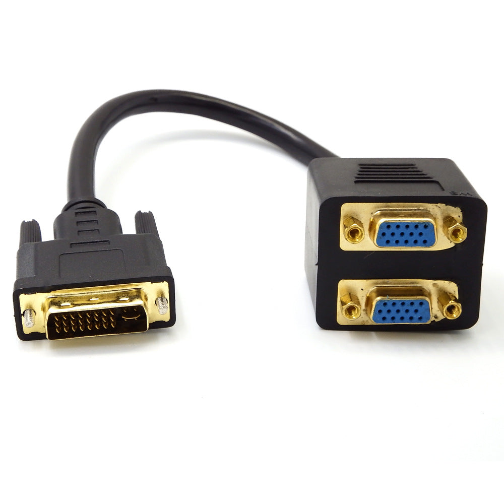 High Quality DVI-I 24+5 Pins Male to 2 Dual VGA Female Monitor Adapter Splitter Cable - ebowsos