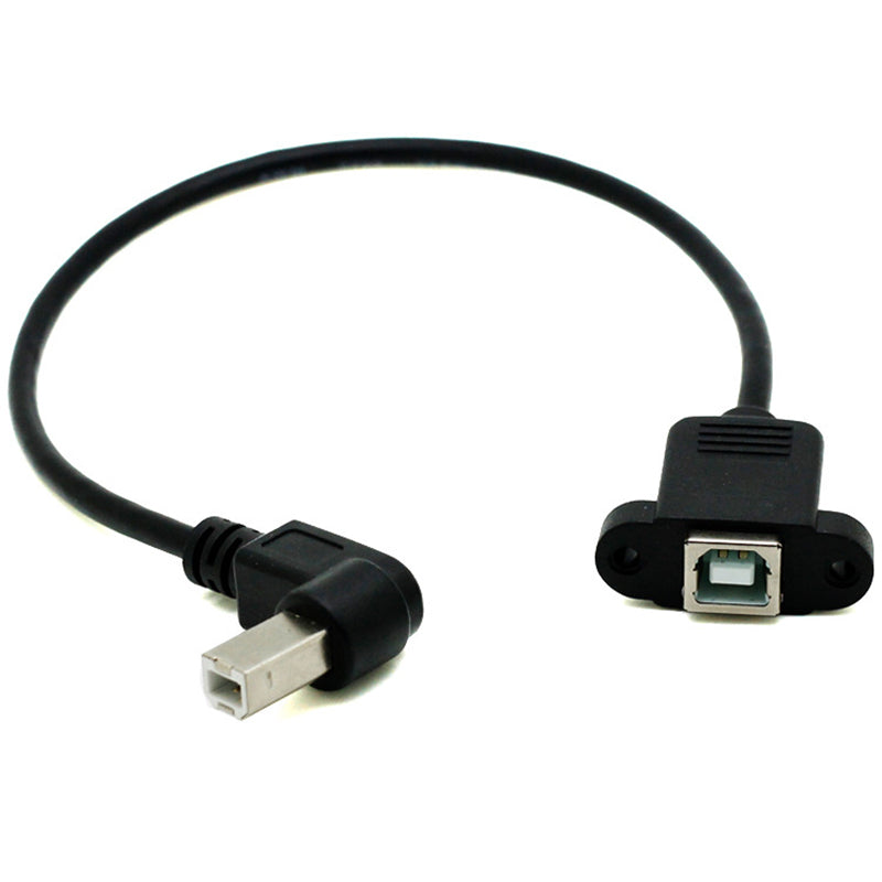 USB 2.0 Elbow B Male to Female Cable USB Type B Wire Socket Printer Panel Mount Extension Cable Screw Hole Connector 50cm 100cm - ebowsos