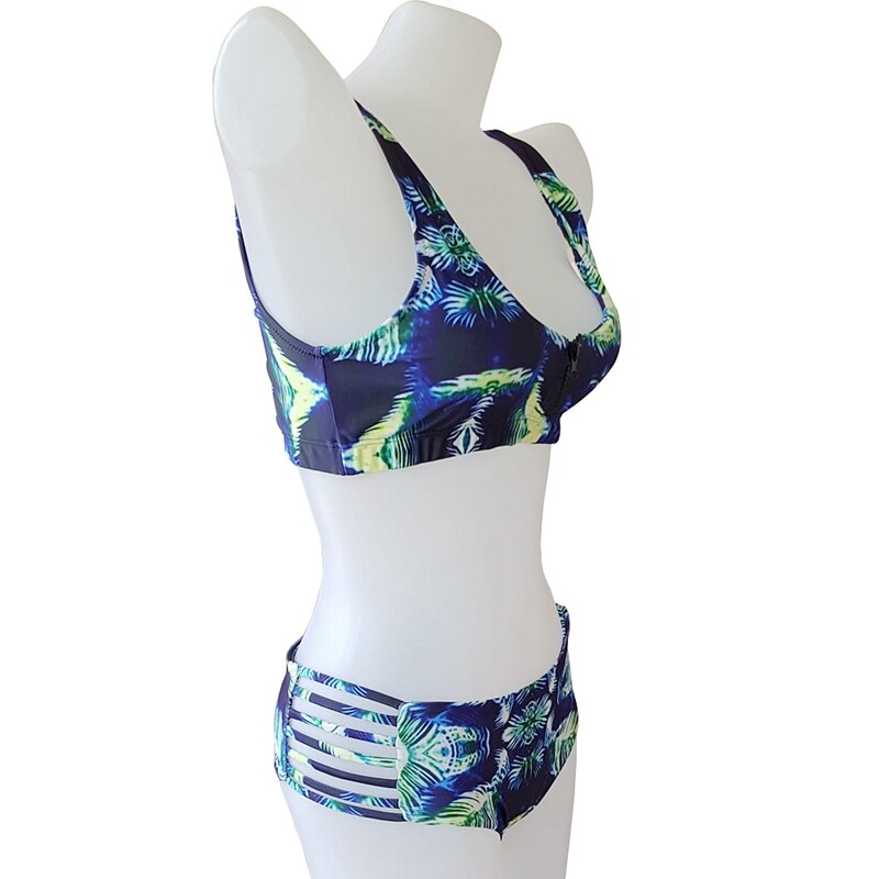 Split Swimwear Bikini Hot Sale Swim Bathers Zipper Beach Bathing Suits Europe American Women Tank Swimsuit Bikini Set - ebowsos