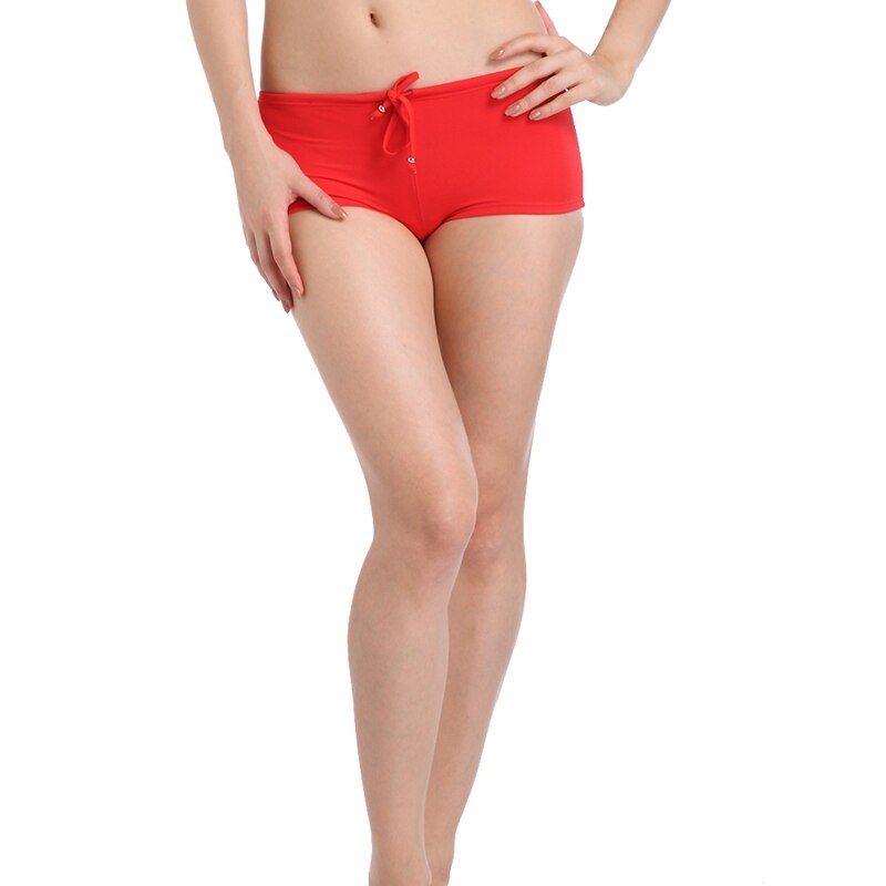 Red Beach Bikini Swim Bottom High End Nylon Quality Fully Lined Bikini Swimwear Adjustable Ties Women Swim Boxer Panty - ebowsos