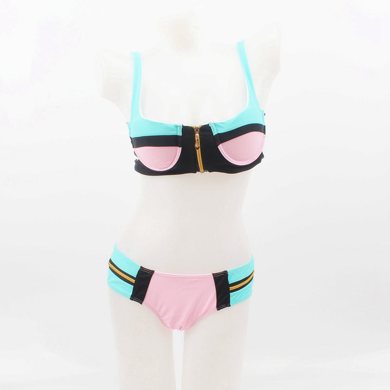 Most Popular Hot Sales Patchwork With Zipper Women's Bikini Underwire Push Up Cup Bandage Swimwear DK001 - ebowsos