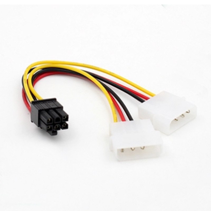 2 IDE Dual 4pin IDE Male to 6 Pin Female Power Cable PCI Express Dual 4 Pin IDE Connector to 6 Pin Cable Adapter - ebowsos