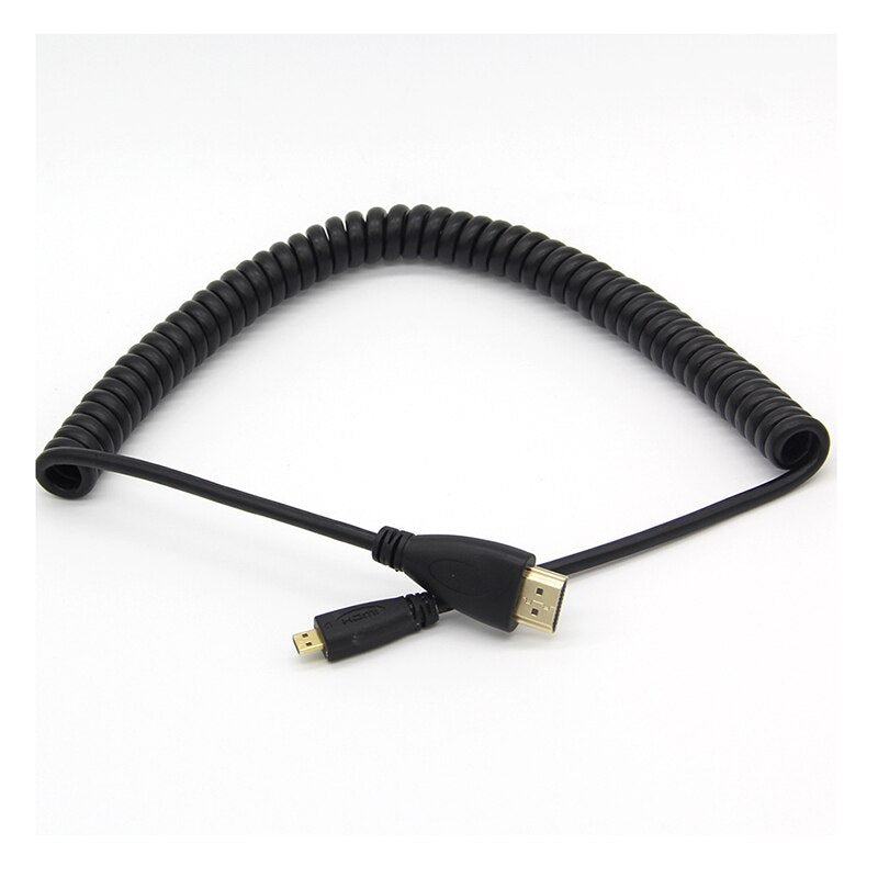 High Speed Micro HDMI to HDMI Spring elastic Male to Male Curl V1.4 Cable for HD projectors tablet PC Digital cameras - ebowsos