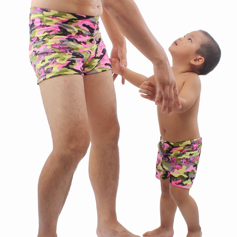 Camouflage Family Matching Father Son Swim Trunk Bathing Suits Parent Child Beach Wears Men Swimsuit Children Swimwear - ebowsos