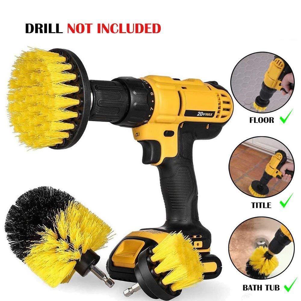 3 pcs Power Scrubber Brush Set for Bathroom Drill Scrubber Brush for Cleaning Cordless Drill Attachment Kit Power Scrub Brush - ebowsos