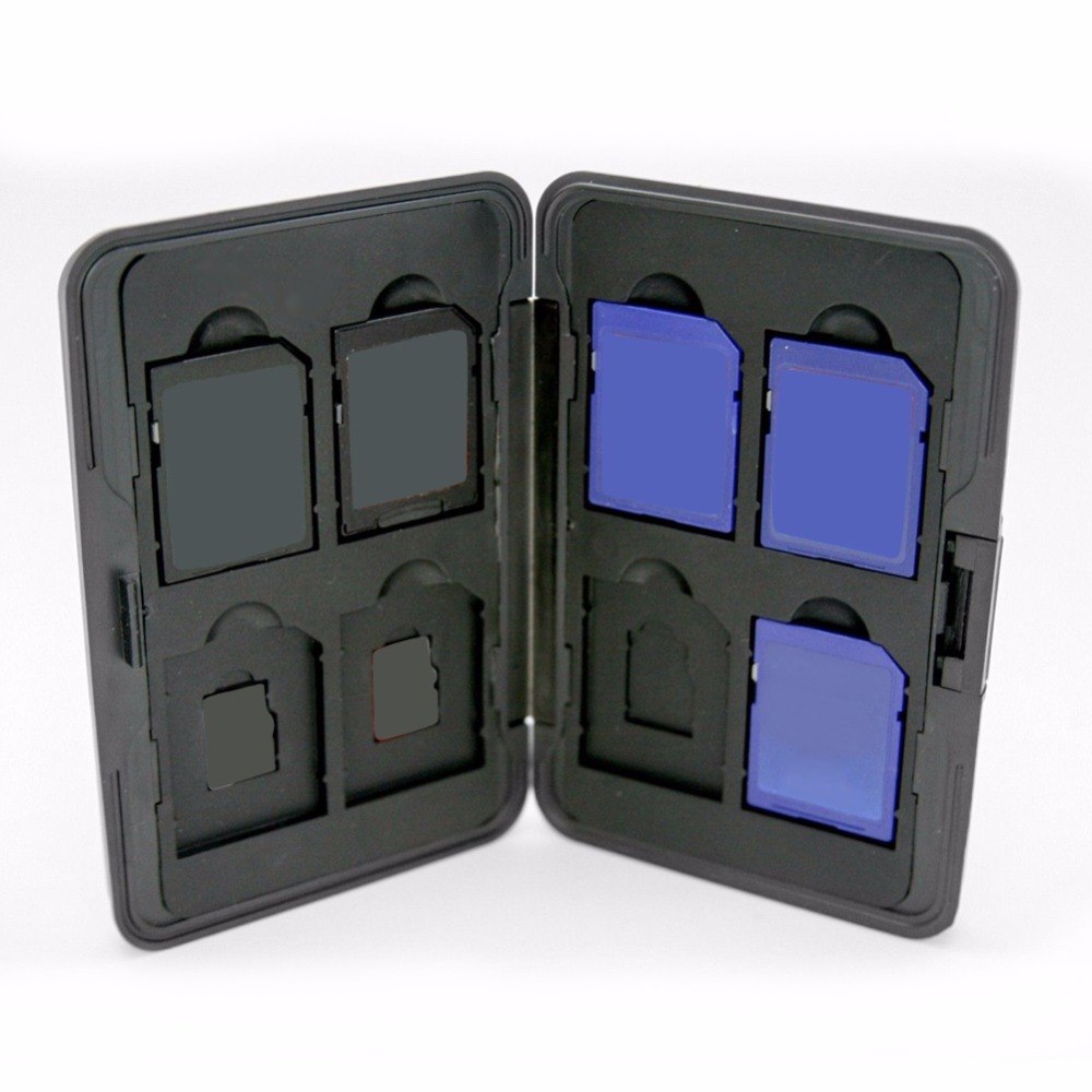 Portable Silver Aluminum Memory Card Case 16 Slots (8+8) For Micro SD SD/ SDHC/ SDXC Card Storage Holder New Card Case - ebowsos
