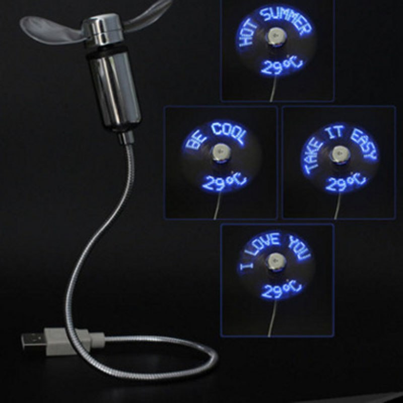 USB fans Temperature Display Creative Gift With LED Light Cool Gadget - ebowsos
