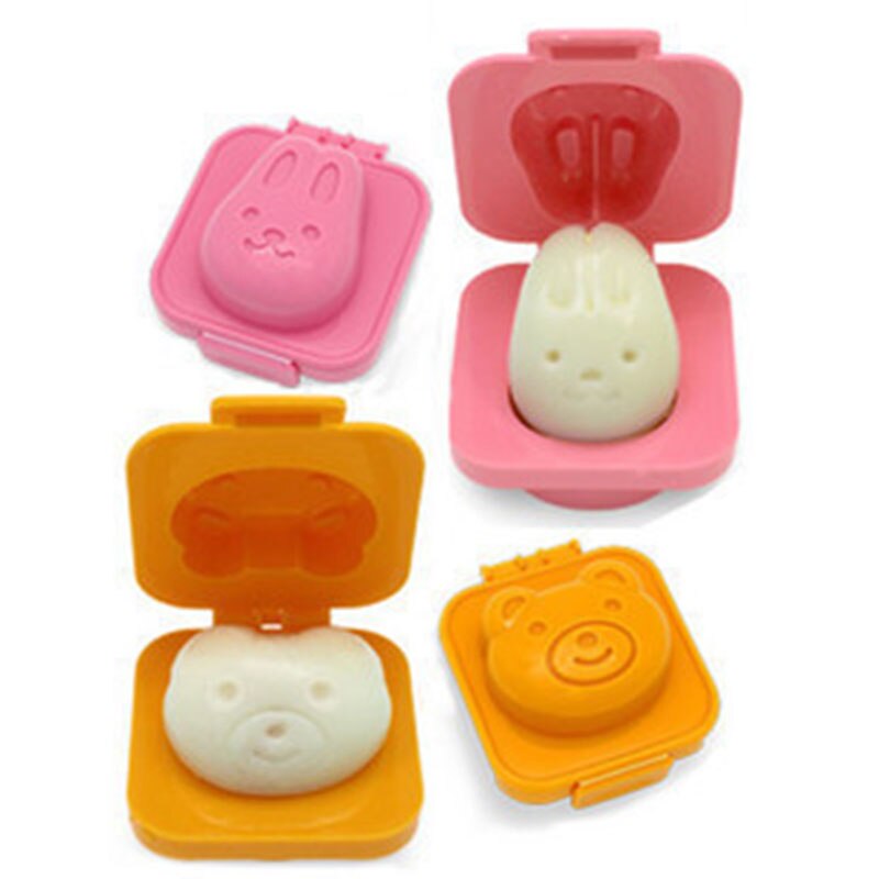 Plastic Rabbit And Bear Egg Mold Rice Mould For Kids Breakfast Kitchen Gadgets 2Pcs/set - ebowsos