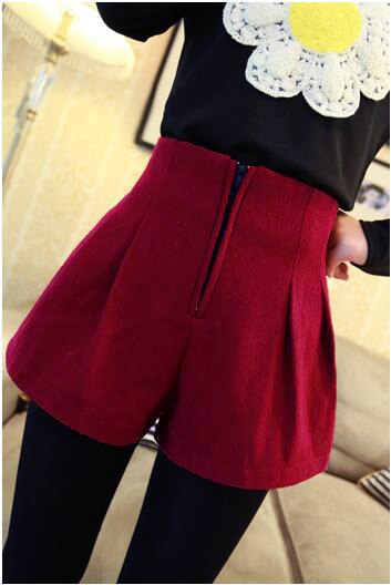 Korean Japan Preppy Style Fall Winter Women Clothing New Slim Pleated Woolen High Short Skirts With Zipper Pockets - ebowsos