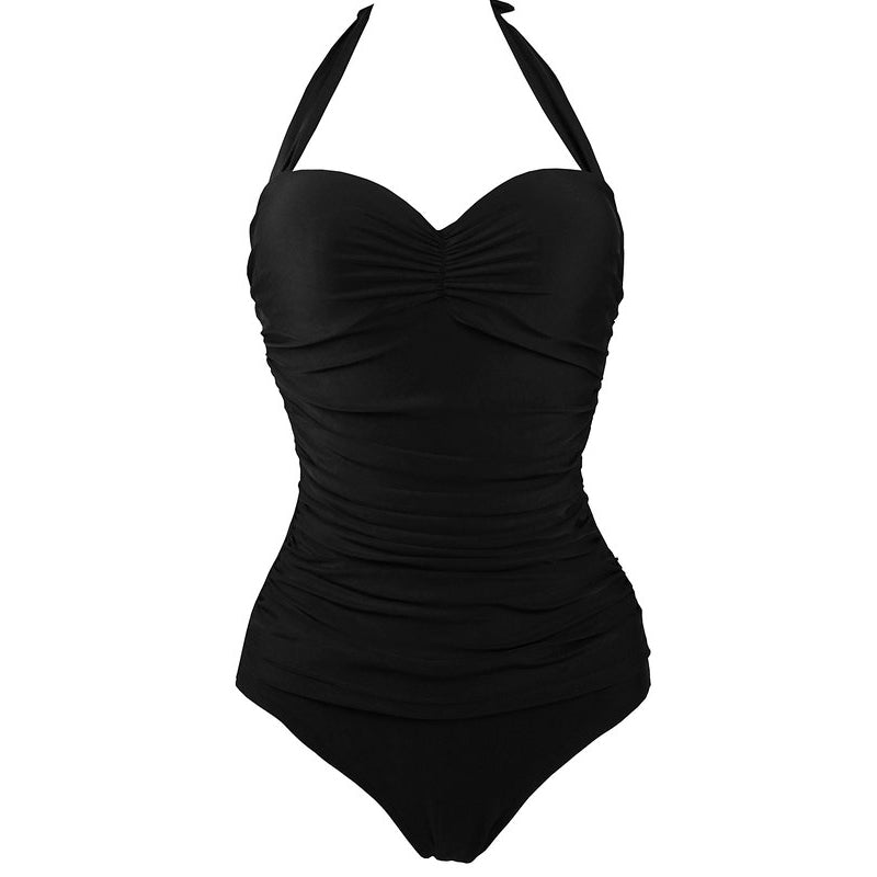 New Summer Style One Piece Swimsuit Women Swimwear Retro Vintage Bathing Suits Beachwear Padded Swim Wear - ebowsos
