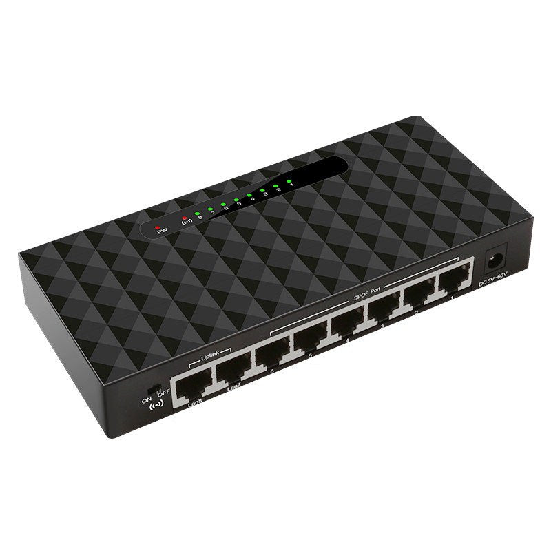 8 Port POE Ethernet Network Switch Lan Hub Ethernet Smart Switch Support 6-55V Power Supply  (2x10/100mbps + 6x POE Ports - ebowsos