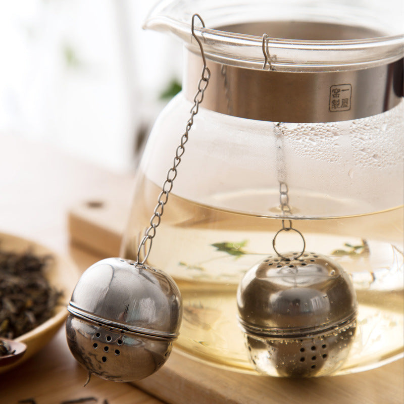 New Essential Stainless Steel Ball Tea Infuser Mesh Filter Strainer w/hook Loose Tea Leaf Spice Home Kitchen Accessories - ebowsos