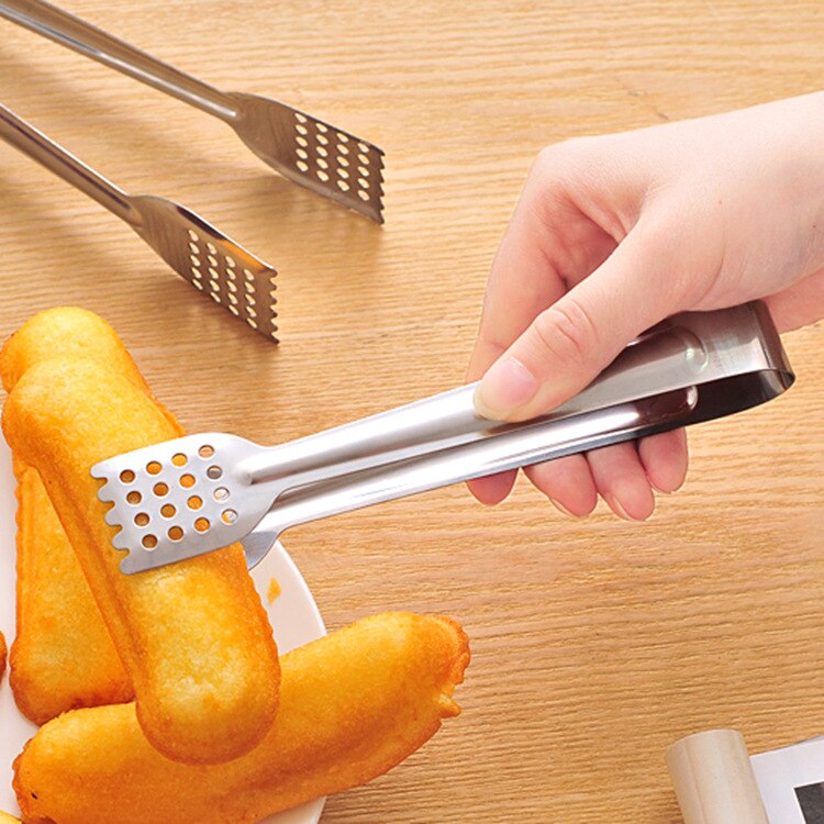 Large / Small BBQ Kitchen Tools Tongs Stainless Steel Buffet Cooking Clips Salad Bread Scallop Food Toogs Clamps - ebowsos