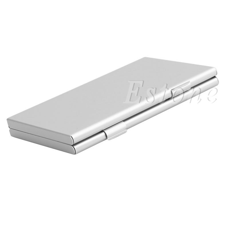 Silver Aluminum Memory Card Storage Case Box Holder For 24 TF Micro SD Cards - ebowsos