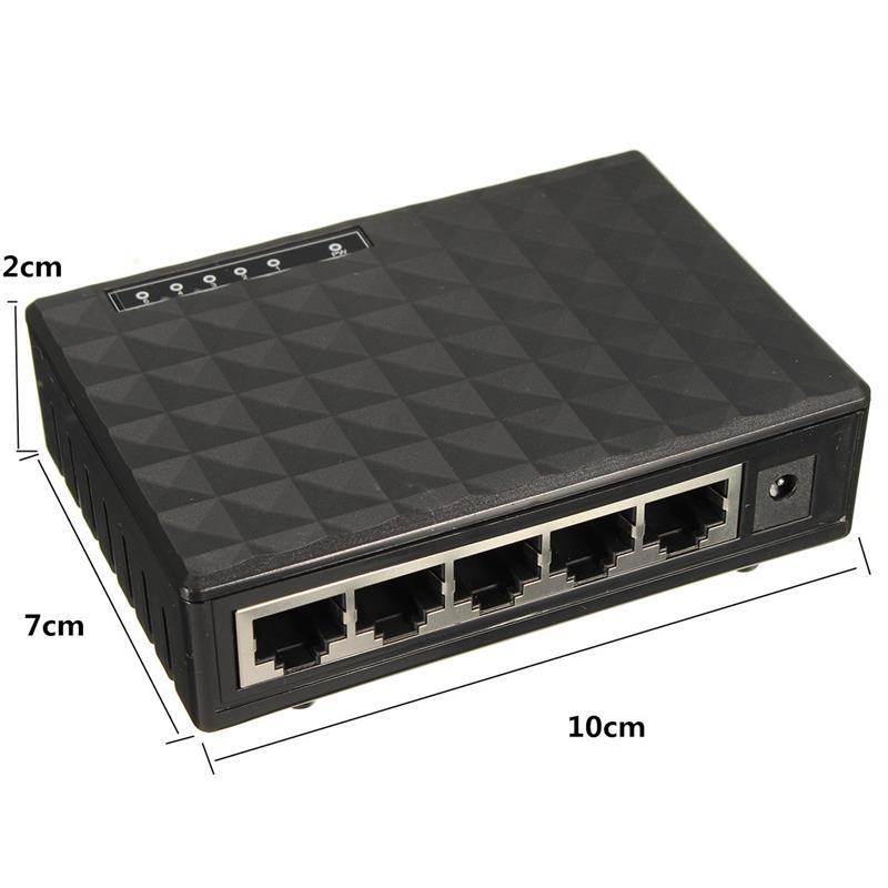 5 Port Lan Mini Ethernet Switch  10/100Mbps Desktop RJ45 Network Splitter Adapter US/EU plug - ebowsos