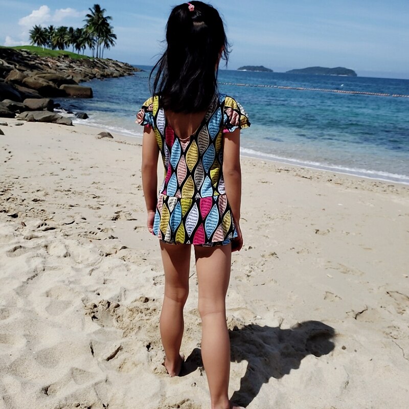 2019 Kids Girl Swimwear 8-12T Daughter Wrap Beachwear Children Swimsuit Toddler Teenage One Piece Bathing Suits - ebowsos