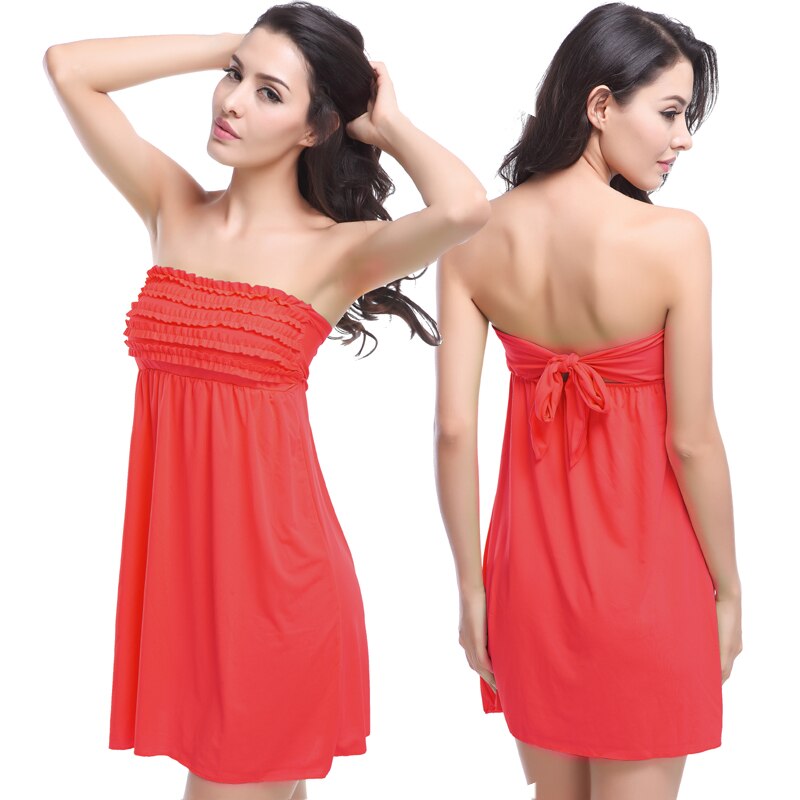 New Arrival Mini Ruffled Top Tied Back Feminine Beach Dress 2019 Hot Sexy Bathing Suit Cover Ups - ebowsos