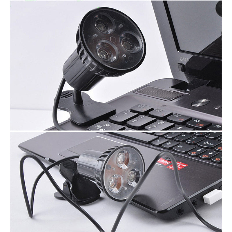 New Super Bright 3 LED Port Clip On Spot USB Light Lamp For Laptop PC Notebook Black - ebowsos