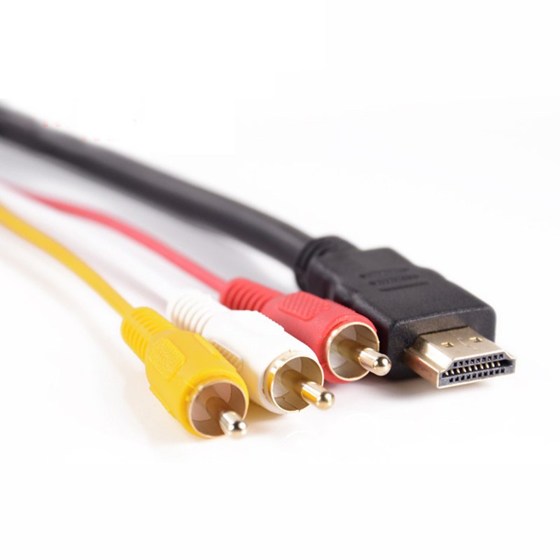 HDMI to RCA Cable HDMI Male to 3RCA AV Composite Male M/M Connector Adapter Cable Cord Transmitter - ebowsos