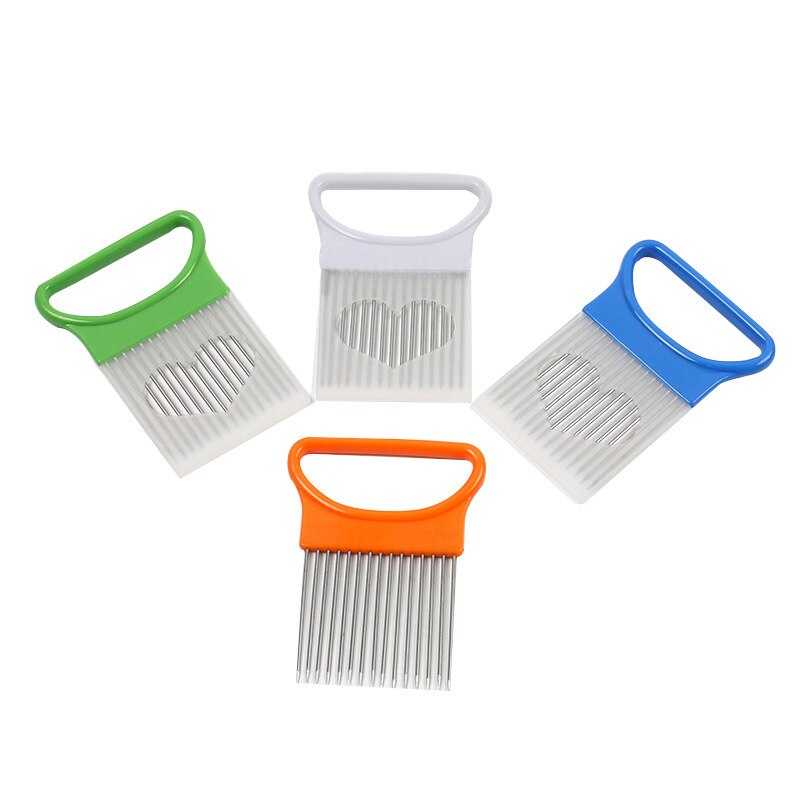 Onion Vegetables Slicer Cutting Tomato Onion Vegetables Slicer Cutting Aid Holder Guide Slicing Cutter Safe Fork Onion Cutter - ebowsos