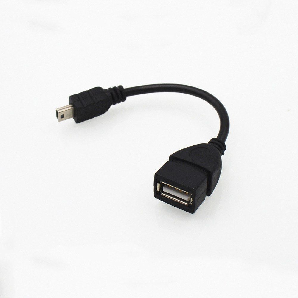 USB 2.0 A Female To B Mini 5 Pin Male Converter OTG Host Adapter Cable Extension Black Color - ebowsos