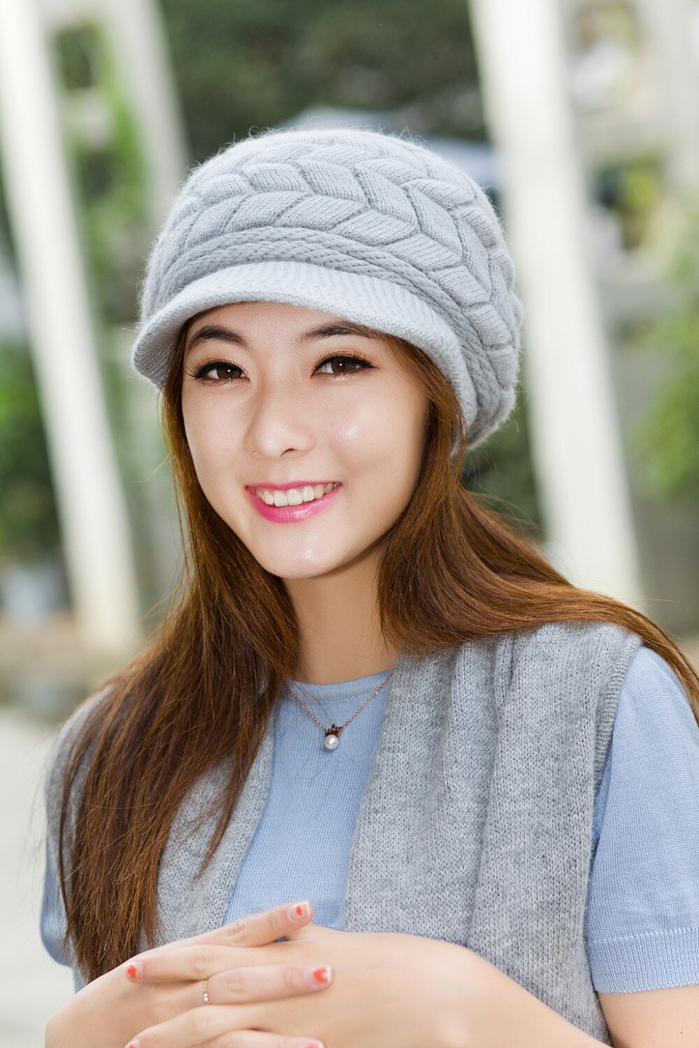 Hot !! Korean&Japan Style Winter Brand New Fashion Knitting Women Casual Hats Warm Berets Female Flat Fur Ear Caps 7Candy Colors - ebowsos