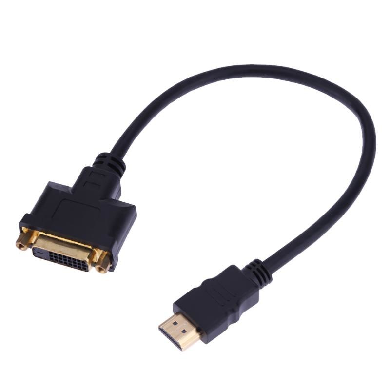 HDMI Male to DVI 24+1 Male Video Transfer Cable Gold Plated Connector Converter Cables Cord Wire Line for Computer to TV 30cm - ebowsos