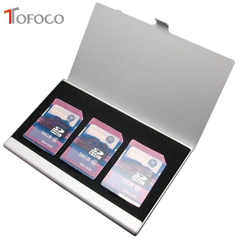 Aluminum Alloy Portable 3 in 1 Aluminum  For SD Card Holder Memory Cards Storage Box Case Holder Protector Easy Carry - ebowsos