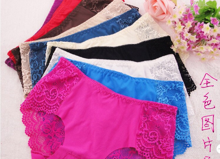 New  ice silk + lace fabrics thin  fabric comfort Seamless Underwear briefs to sexy women panties women - ebowsos