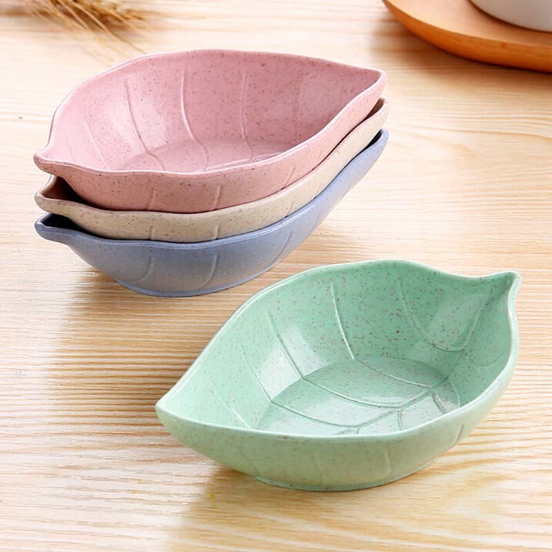 Creative Leavess Dish Baby Kid Bowl Wheat Straw Soy Sauce Dish Rice Bowl Plate Sub - plate Japanese Tableware Food Container - ebowsos