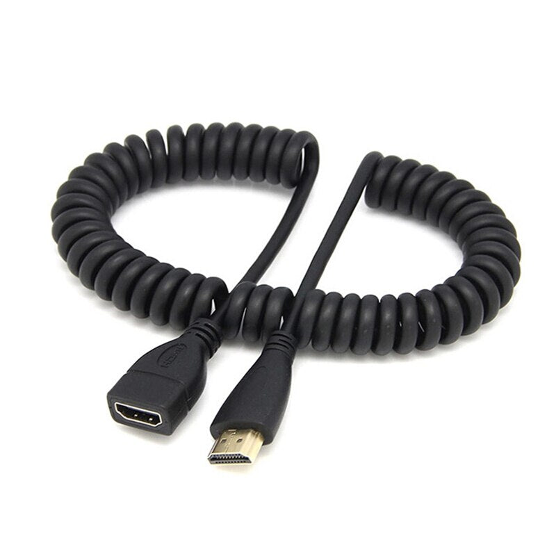 High Speed Retractable 1.4 Version HDMI with Ethernet Type A Male to Female Spiral Coiled Spring Curl AV Cable Shielding - ebowsos