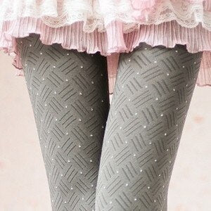 Winter Leggings Korea Lattice Little  Double Warm Pants Female Plus Velvet Leggings Thickening tights - ebowsos