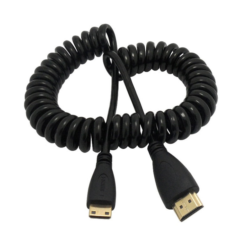 High Speed Mini HDMI to HDMI Spring elastic Curl Cable V1.4 3D for Sony Canon Camcorders strong Scalability - ebowsos