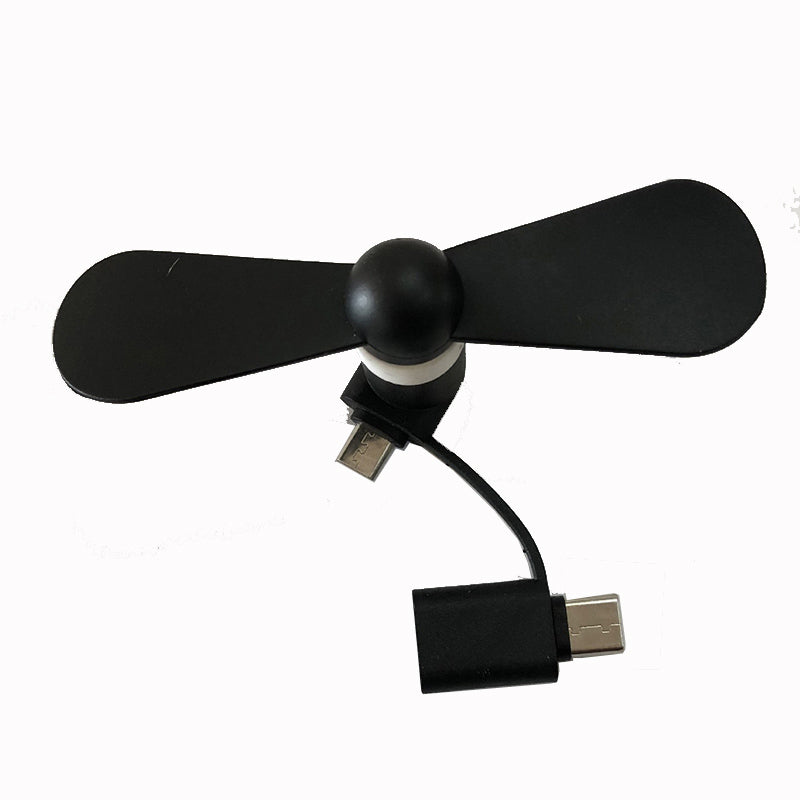 Portable fan 2in1 Type C Micro USB Mini Fan Cooler for Samsung Xiaomi Huawei HTC Cell Phone and all Smart phone - ebowsos