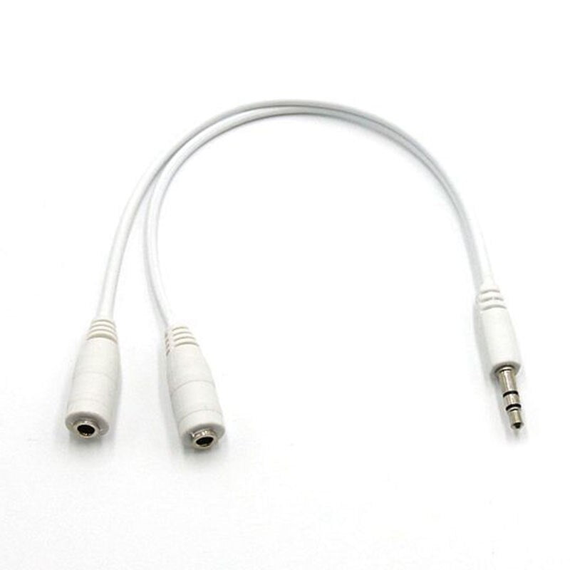 3.5mm Male To 2 Dual Female Earphone Headphone Stereo Audio Y Splitter adapter Cable - ebowsos