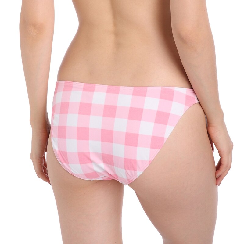 Pink Plaid Bikini Bottom Plus Size Beach Briefs Lady Swimwear Panty Super Nylon Quality Fully Lined Women Swim Panty - ebowsos