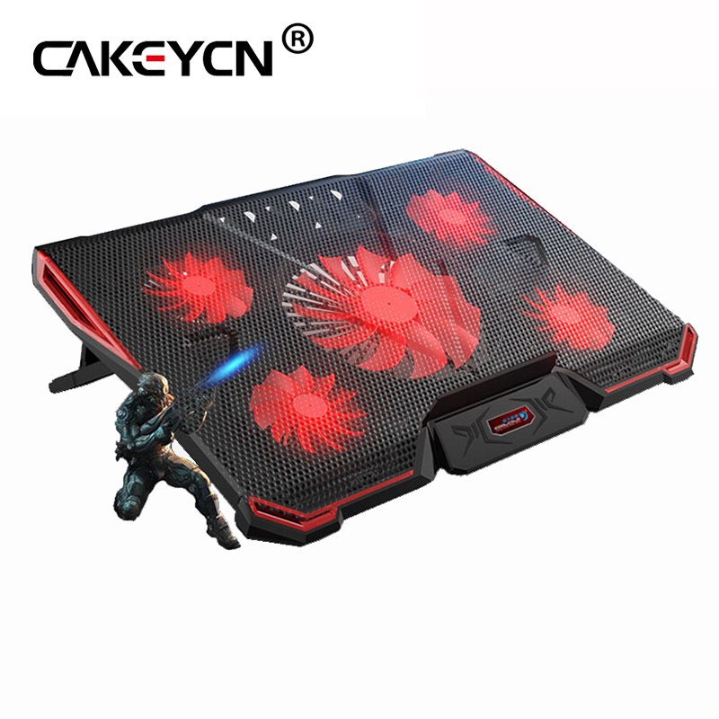 COOL COLD Notebook PC Cooler Laptop Cooling Pad Stand Air Cooled 5 LED Fans 2 USB Ports Adjustable Holder for 15 15.6 17 Laptop - ebowsos
