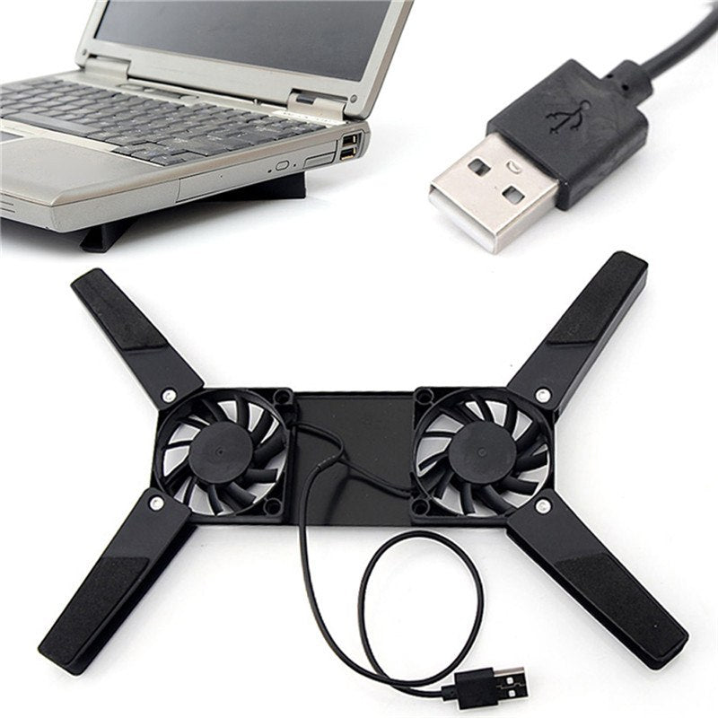 Rotatable USB Fan Laptop Cooling Pad 2 Fans Cooler Notebook Cooler Computer USB Fan Stand for 8-14 inches Laptop PC - ebowsos
