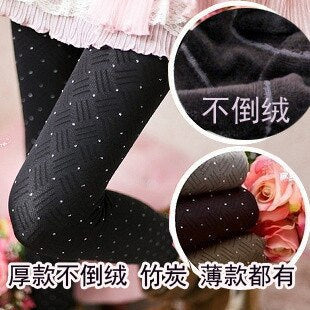 Winter Leggings Korea Lattice Little  Double Warm Pants Female Plus Velvet Leggings Thickening tights - ebowsos