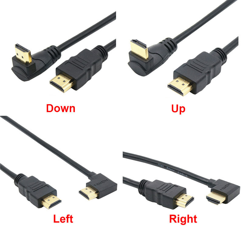 HDMI Male to Male Cable Cord Converter For XBOX HDTV DVD Video HDMI Down & Up & Left & Right Angled  90 degree HDMI cable - ebowsos