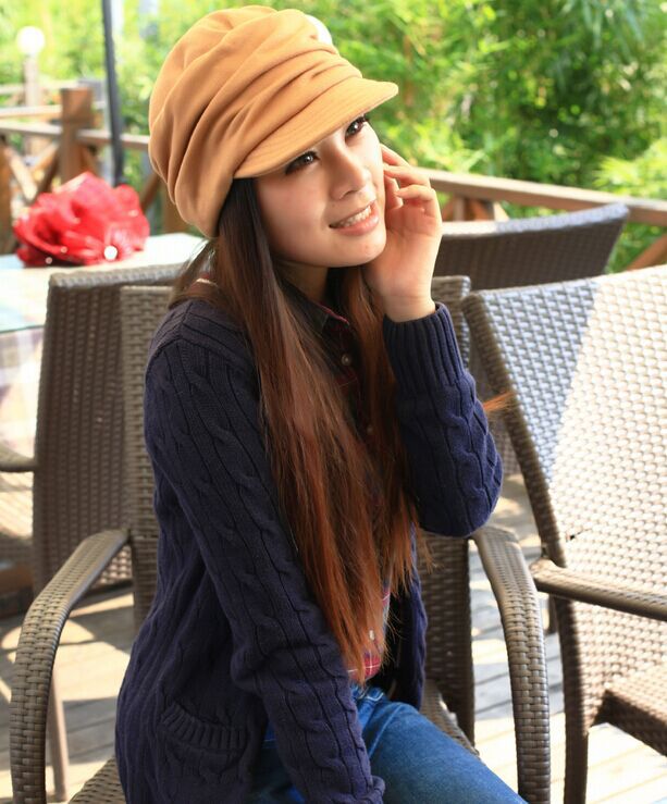 Hot !! NEW Korean&Japan Style Autumn Winter Fashion Cotton Women Fold Revet Hats Warm Berets Female Flat Ear Caps 5 Colors - ebowsos