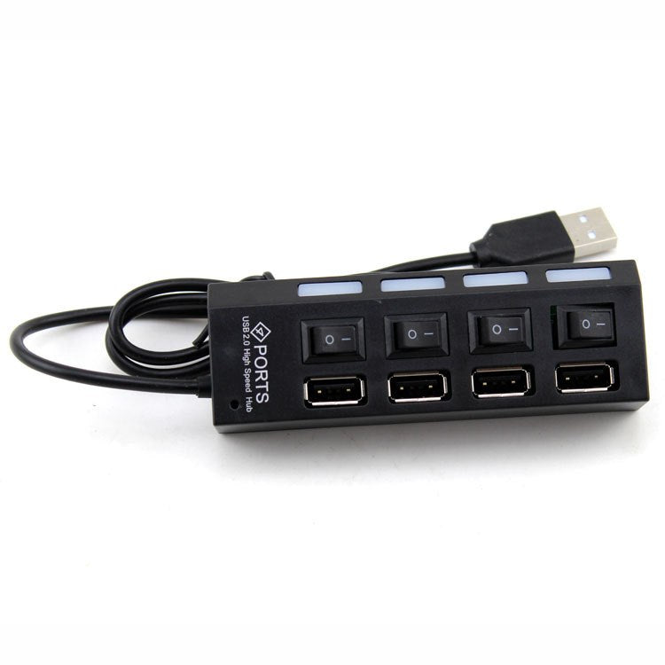 New 4 Port USB 2.0 High Speed HUB ON/OFF Sharing Switch For Laptop PC Black - ebowsos