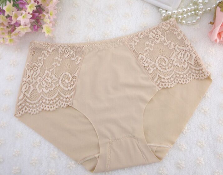 New Seamless underwear sexy women's underwear bamboo fiber fabric inside out ice silk fabric with lace - ebowsos