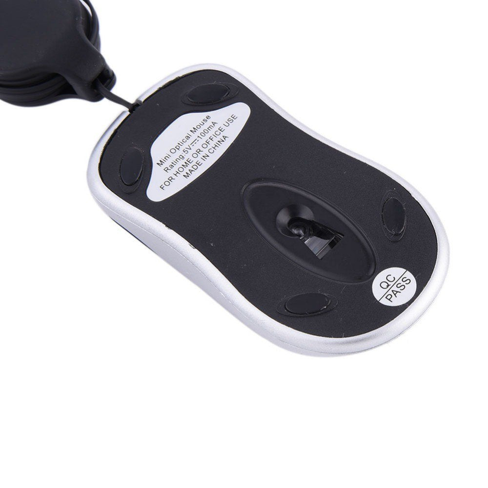 Mini Optical USB Scroll Mouse Mice Retractable Cable For Laptop PC Computer Notebook Optical sensor 800dpi - ebowsos